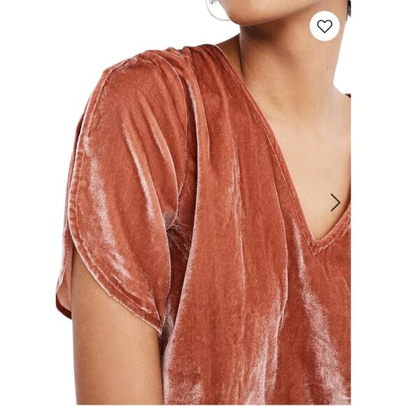 Madewell Women’s Flare Sleeve Orange Velvet Tulip-Sleeve Ruffle Top Size XXS - Picture 2 of 8